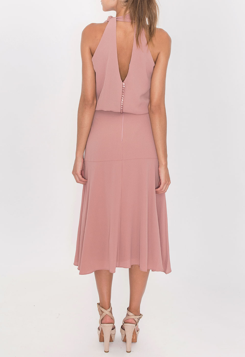 Vestido Agripina Midi Powerlook Rosa Powerlook