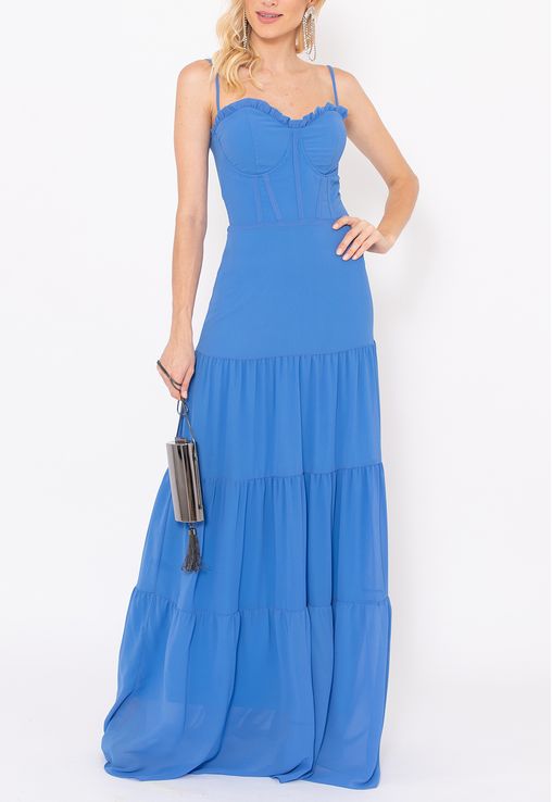 vestido azul celeste longo